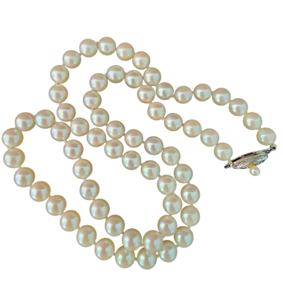 Vintage pearl necklace 925 sterling silver filigree clasp real pearls A0325 -Q1 - Picture 11 of 11